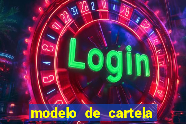 modelo de cartela de bingo em branco